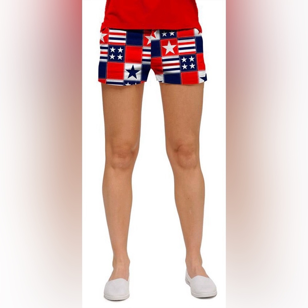 Loudmouth Golf Womens Mini Shorts Betsy Ross (112)
